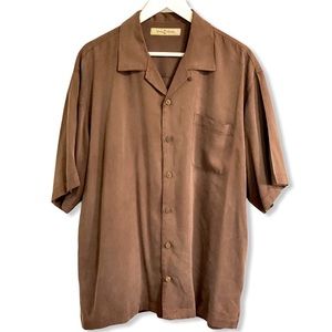 Tommy Bahama Brown Silk Shirt Large